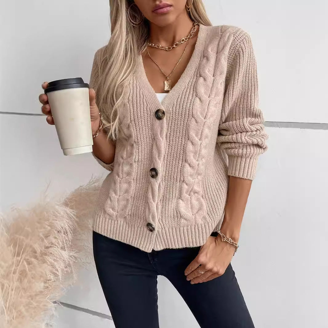 Pull Color Twist Knitted Cardigan For Women