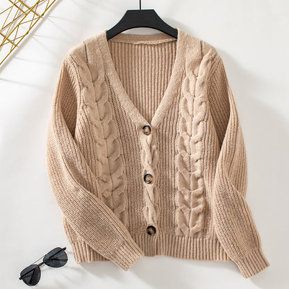 Pull Color Twist Knitted Cardigan For Women