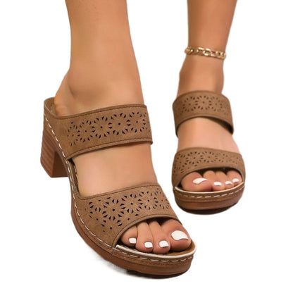 Sandales à talon ajourées – Élégance & confort pour l'été
